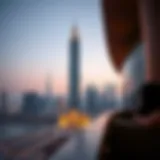 Stunning view of Al Attar Tower against the Dubai skyline