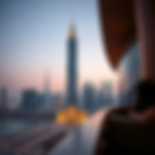 Stunning view of Al Attar Tower against the Dubai skyline