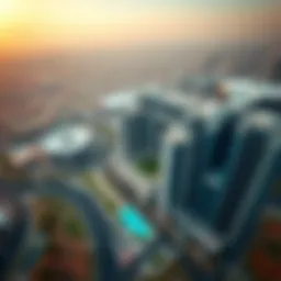 Aerial view of Al Fahad 1 Tecom showcasing its modern design