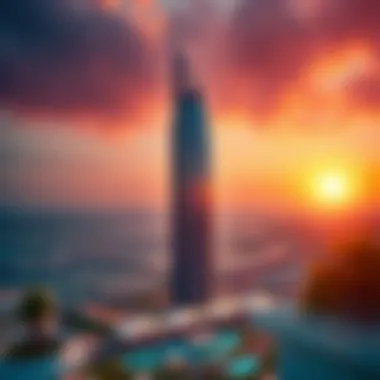 Stunning view of Al Manara Tower at sunset