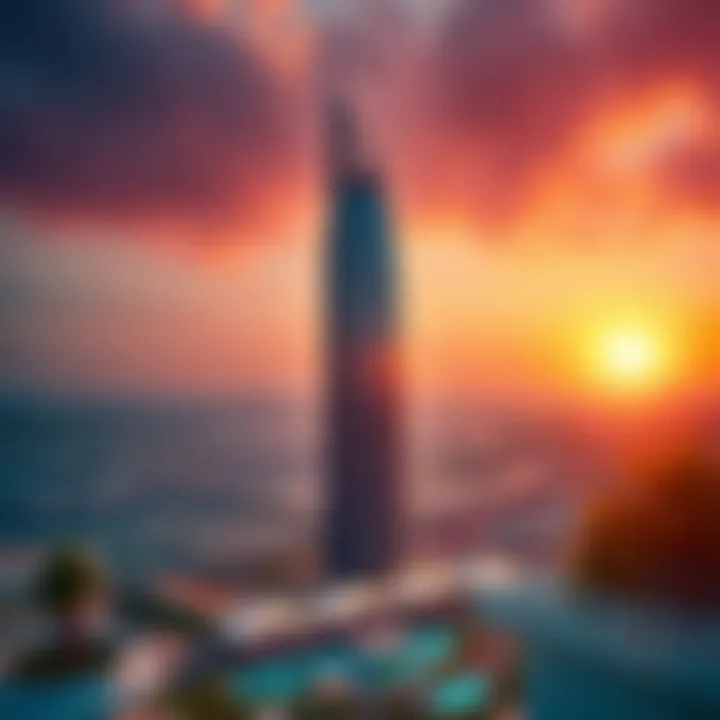 Stunning view of Al Manara Tower at sunset