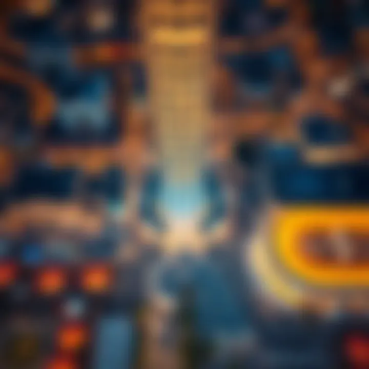 Impact of Al Nahda Tower on Surrounding Market Aerial view of surrounding market area impacted by Al Nahda Tower