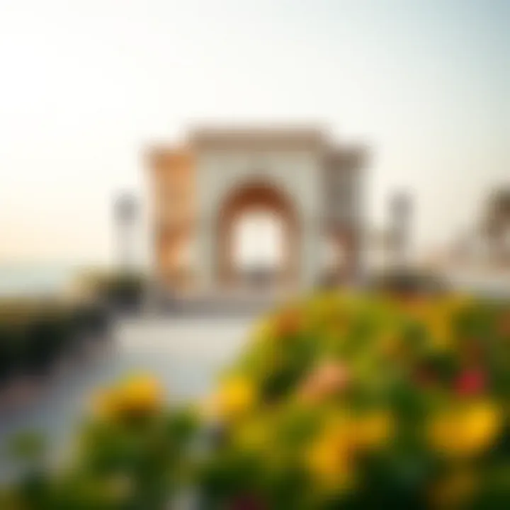 Elegant Architectural Features of Al Qawasim Corniche Architectural details of the corniche pathway