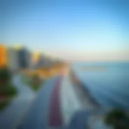Scenic view of Al Qawasim Corniche overlooking the sea