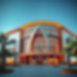 A stunning exterior view of Al Zahia Mall showcasing its modern architectural design