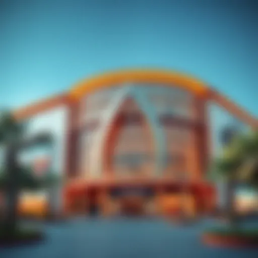 A stunning exterior view of Al Zahia Mall showcasing its modern architectural design