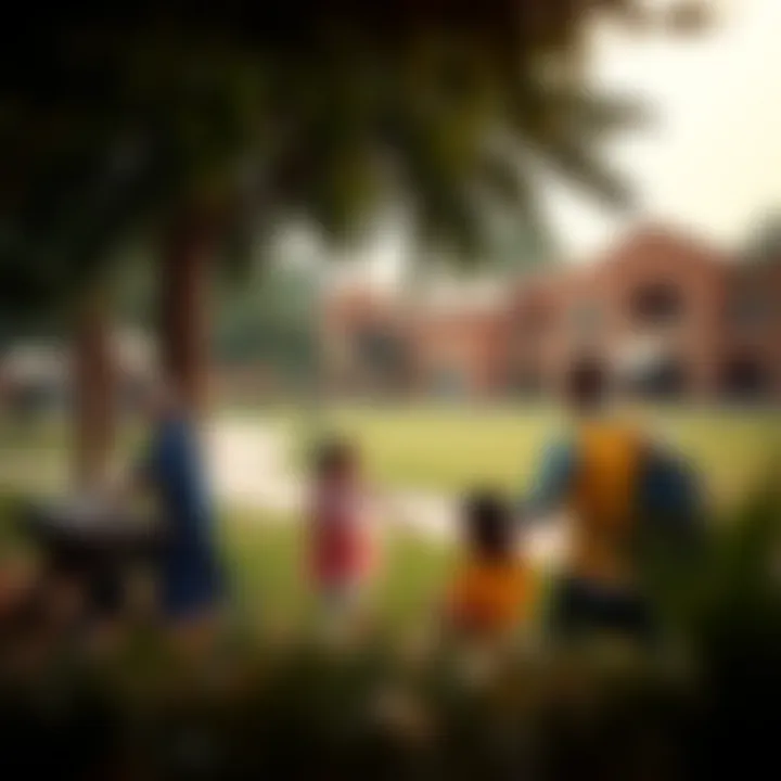 Vibrant community park in Arjan with families enjoying outdoor activities