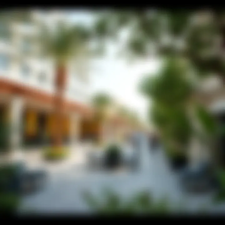 Vibrant community spaces in Bay Square filled with greenery