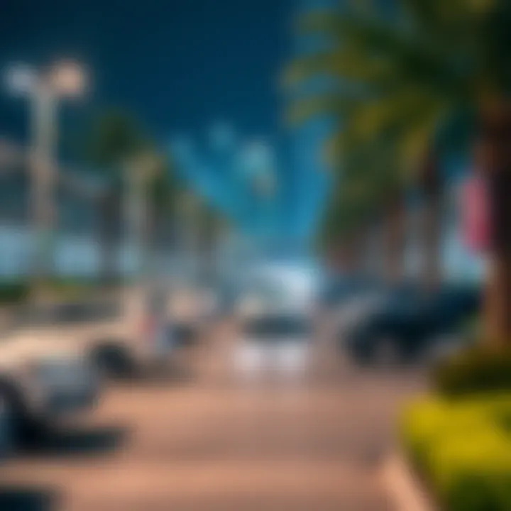 Overview of different parking zones within Burj Park.