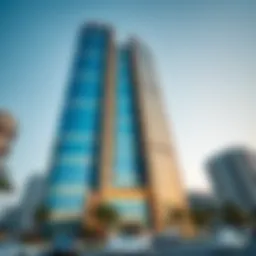 Architectural facade of the Capital Golden Tower showcasing modern design