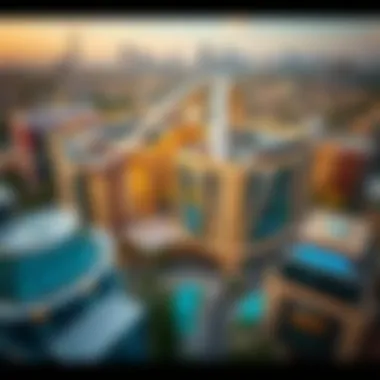 Aerial Perspective of City Walk Featuring Building 25 Aerial view of City Walk with Building 25 as a focal point