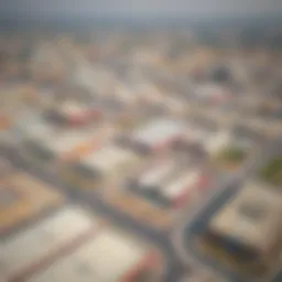 Aerial view of Al Quoz showcasing industrial warehouses