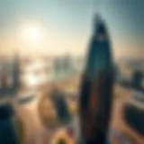 Aerial view of Damac Tower showcasing its architectural brilliance against Dubai's skyline