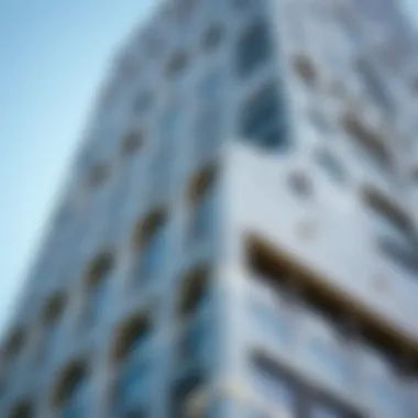 Close-up of the unique facade detailing of Daman Tower