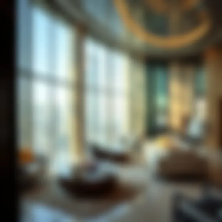 Interior lounge area highlighting modern design elements in Daman Tower