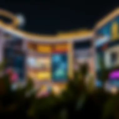 Nighttime view of Dhannah Mall with illuminated features