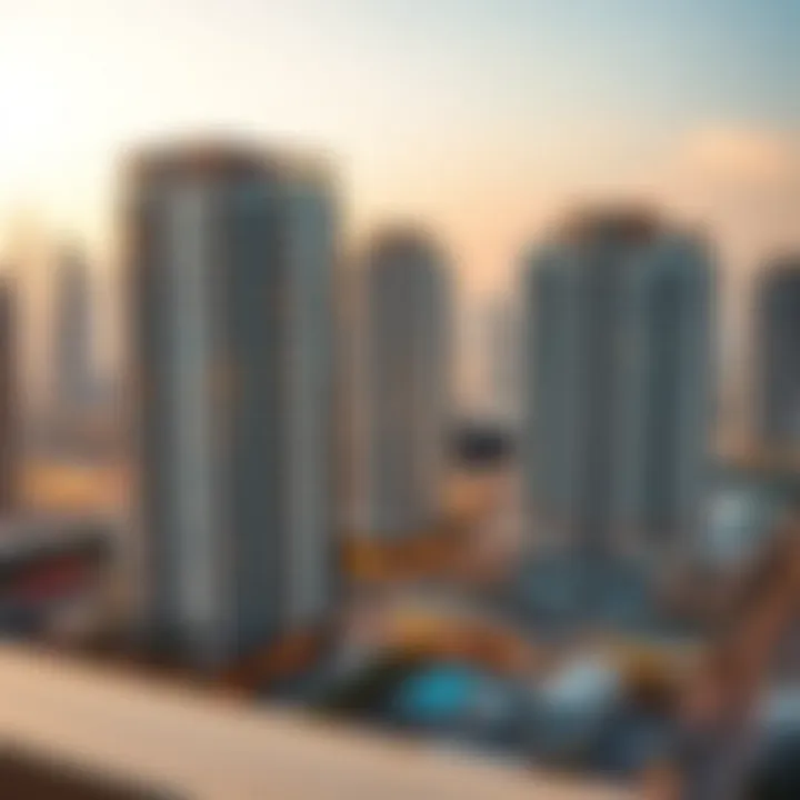 Dubai's Modern Apartment Skyline A stunning skyline view of Dubai featuring modern apartment buildings