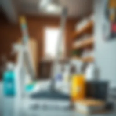 Modern cleaning equipment and eco-friendly products used for efficiency