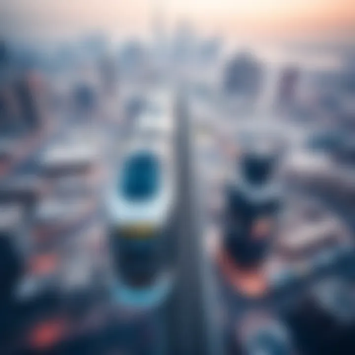 An aerial view of Dubai illustrating urban areas served by the expanded metro lines