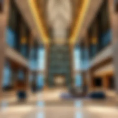 Innovative Interior Design of Emirates NBD Onyx Tower Interior lobby of Emirates NBD Onyx Tower with innovative design elements