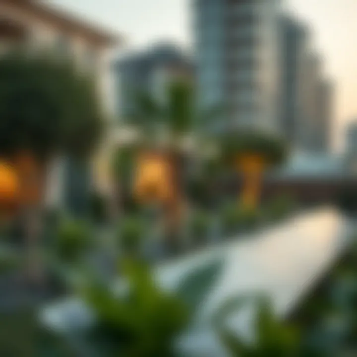 Conceptual image of sustainable living in Dubai with greenery and solar panels