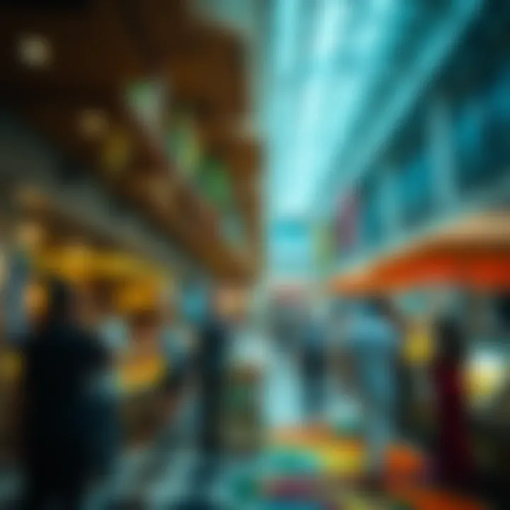 A vibrant food court filled with diverse culinary options