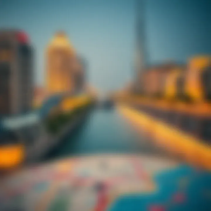 A map of Bur Dubai indicating popular tourist attractions