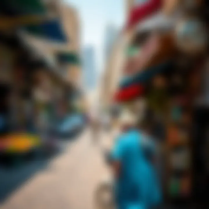 A vibrant market scene in Bur Dubai highlighting local culture