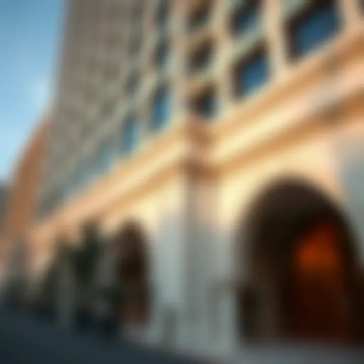 Close-up of the architectural facade of Al Abbas Building 2