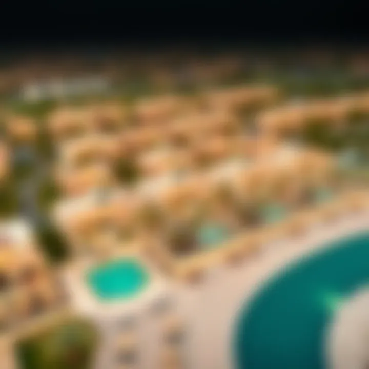 Aerial view of Al Dana Villas community, illustrating the exclusivity and luxury lifestyle