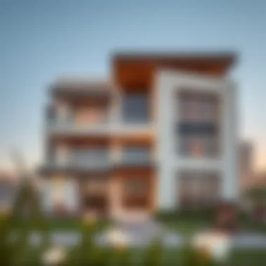 Stunning exterior view of a luxury villa in Al Dana, showcasing modern architecture