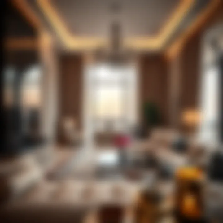 Interior design of a luxury villa, emphasizing elegance and sophistication