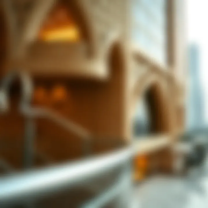 Intricate Design Elements of Al Ferdous A close-up of the intricate design elements of the Al Ferdous Building