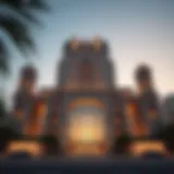 The stunning exterior view of the Al Ferdous Building showcasing its unique architectural features