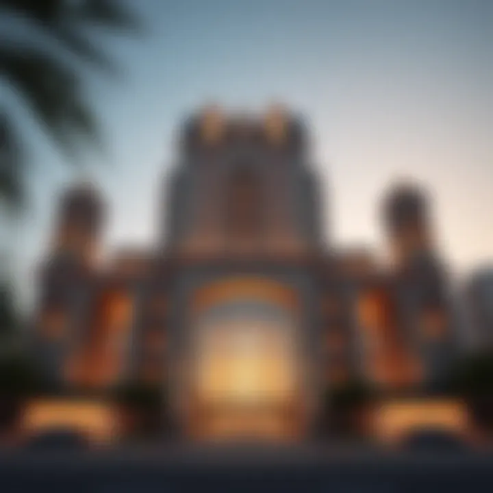 Stunning Exterior of Al Ferdous Building The stunning exterior view of the Al Ferdous Building showcasing its unique architectural features