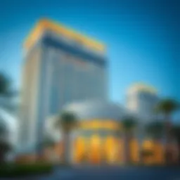 Exterior view of Al Ferdous Building showcasing its unique architectural design