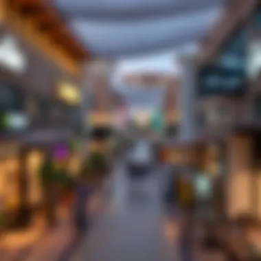 Commercial Hub of Al Quoz Overview of a bustling commercial area in Al Quoz with shops and cafes