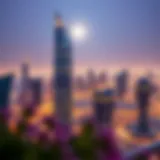 Stunning view of Al Salam Tower against Dubai skyline