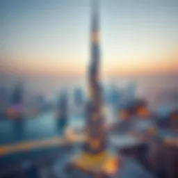 Stunning view of Al Shatha Tower against the Dubai skyline