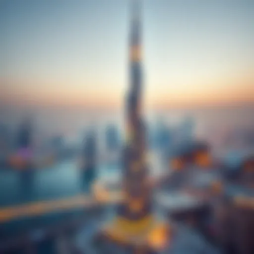 Stunning view of Al Shatha Tower against the Dubai skyline