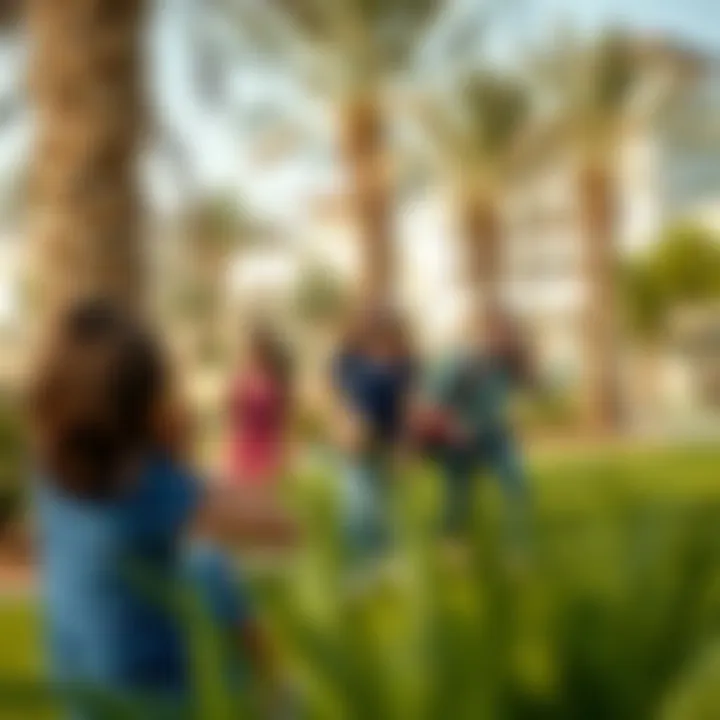 Community Life in Almaya Silicon Oasis Vibrant community life in Almaya Silicon Oasis with families enjoying outdoor activities