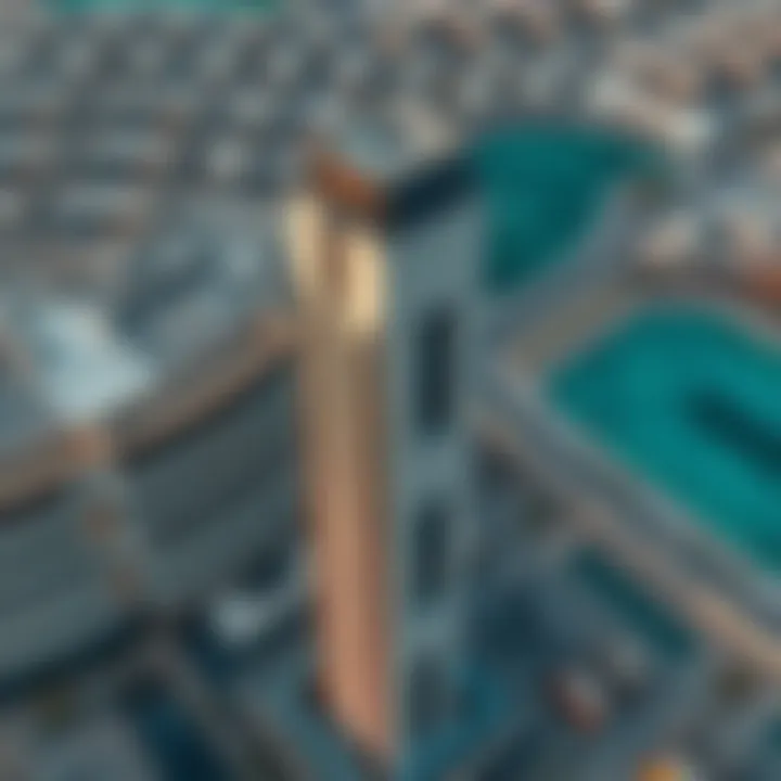 Aerial Perspective of Asyad Tower Aerial view of Asyad Tower highlighting its modern architectural design