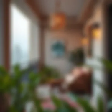 Cozy Balcony with Cultural Motifs A cozy balcony space showcasing cultural motifs in design