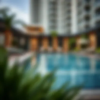 Luxurious amenities at Bayview Emaar, including a pool and garden