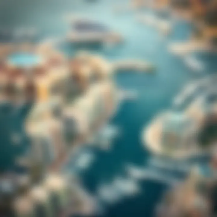 Aerial view of Dubai Marina showcasing luxury villas