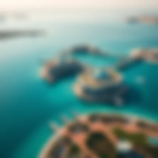 Aerial view of Bluewaters Island showcasing its architectural beauty