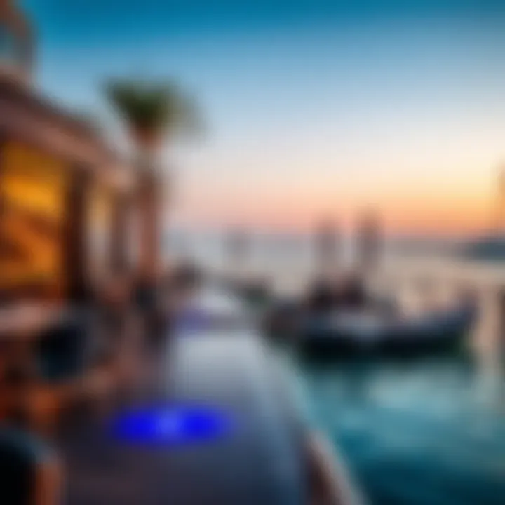 Vibrant waterfront dining experience on Bluewaters Island