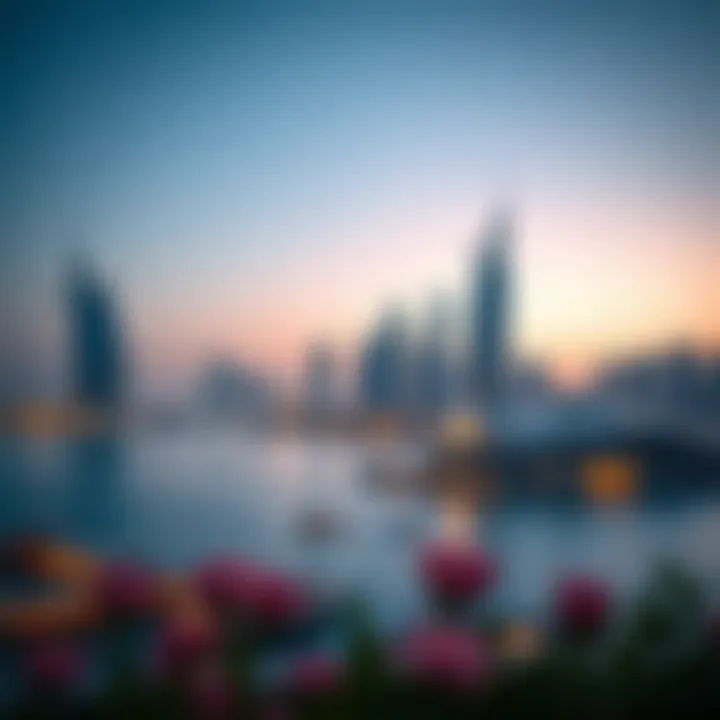 Stunning views of the Dubai skyline from Bluewaters Island