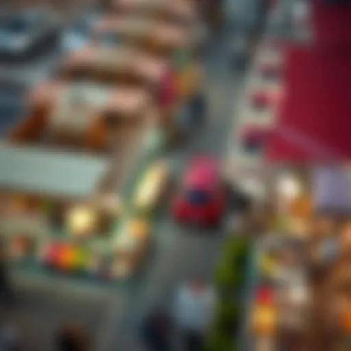 Aerial view of a bustling UAE marketplace