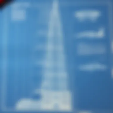 Architectural blueprint of the Crystal Blue Tower illustrating its innovative design